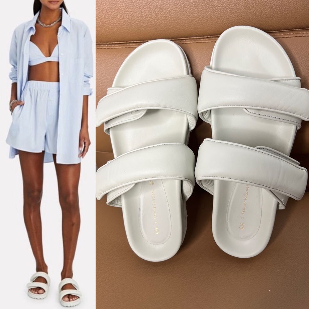 GIA BORGHINI x Pernille Teisbaek Puffer Leather Slides Sandals